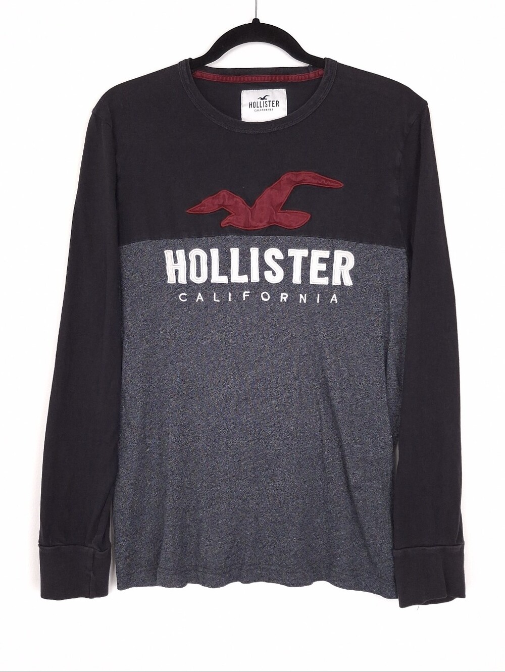 Hollister long sleeve T-shirt large logo Y2K 2000s retro preppy surf color block